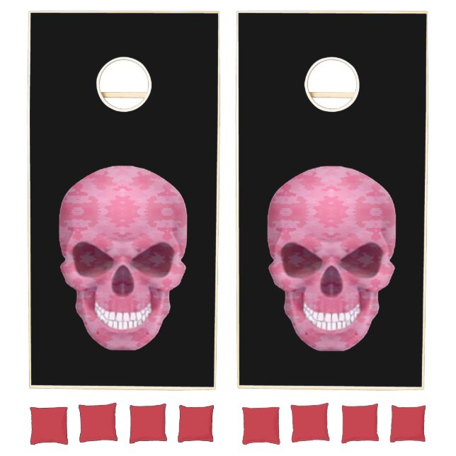Pink Camouflage Skull Cornhole Set (Set)