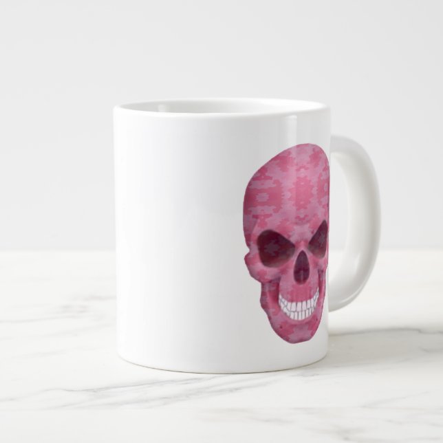 Pink Camouflage Skull Jumbo Mug (Front Right)
