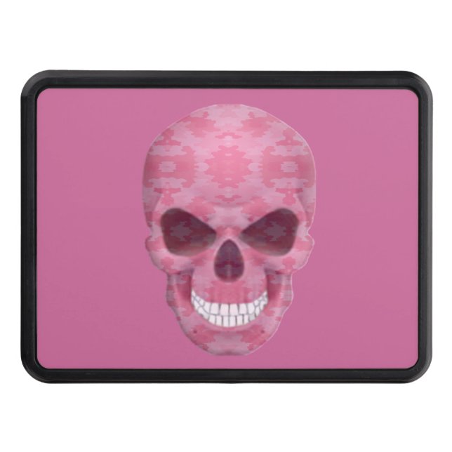 Pink Camouflage Skull Trailer Hitch Cover (Front)