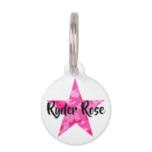 Pink Camouflage Star Pet Tag with Name