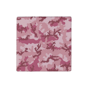 Pink camouflage stone magnet