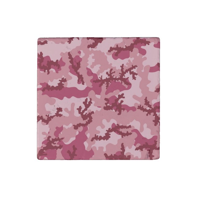 Pink camouflage stone magnet (Front)