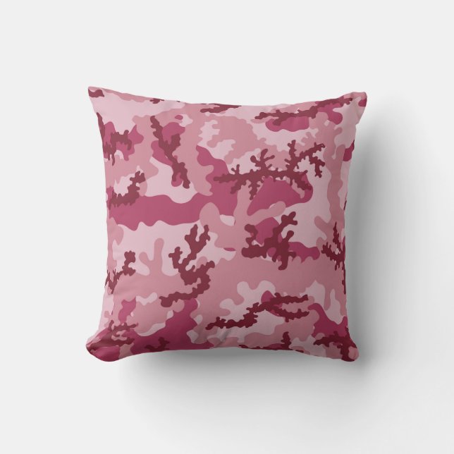 Pink camouflage throw pillow (Front)