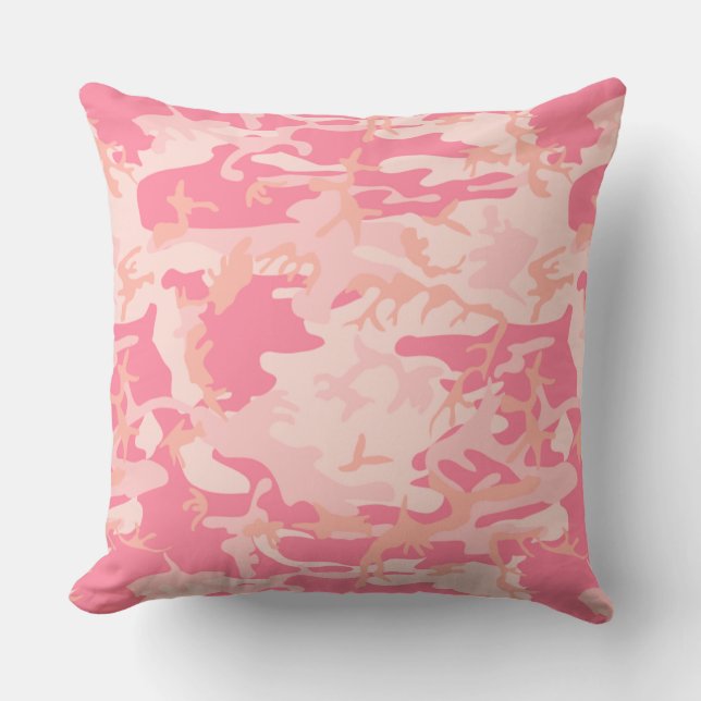 Pink Camouflage Throw Pillow (Front)