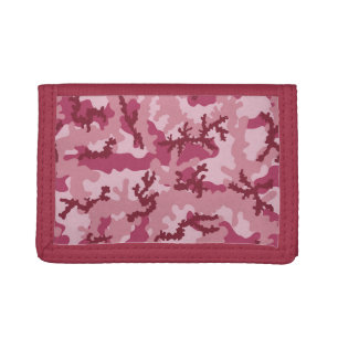 Pink camouflage tri-fold wallet