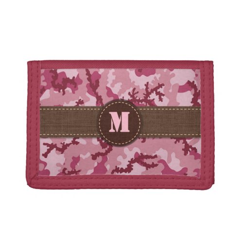 Pink camouflage trifold wallet