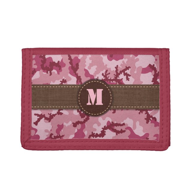 Pink camouflage trifold wallet (Front)