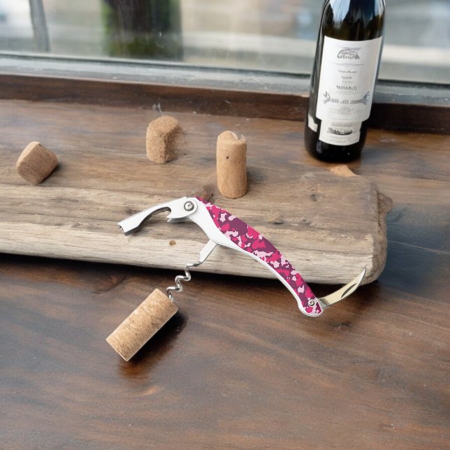 Pink Camouflage Waiter's Corkscrew (Corkscrew Bottle Opener)