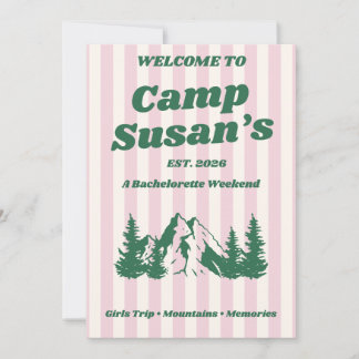 Pink Camp Bachelorette Invitation | Editable