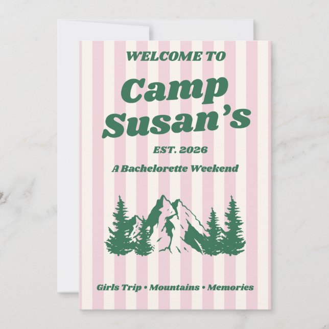 Pink Camp Bachelorette Invitation | Editable (Front)