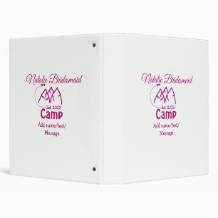 Pink camp bridesmaid add name date year bacheloret 3 ring binder