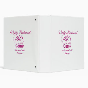 Pink camp bridesmaid add name date year bacheloret 3 ring binder