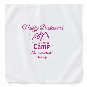 Pink camp bridesmaid add name date year bacheloret bandana