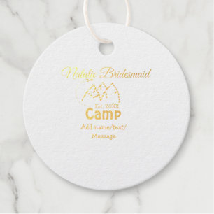 Pink camp bridesmaid add name date year bacheloret foil favor tags
