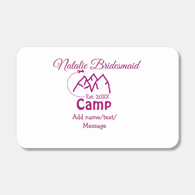 Pink camp bridesmaid add name date year bacheloret matchboxes (Front)