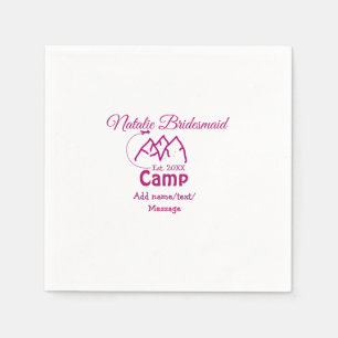 Pink camp bridesmaid add name date year bacheloret napkins