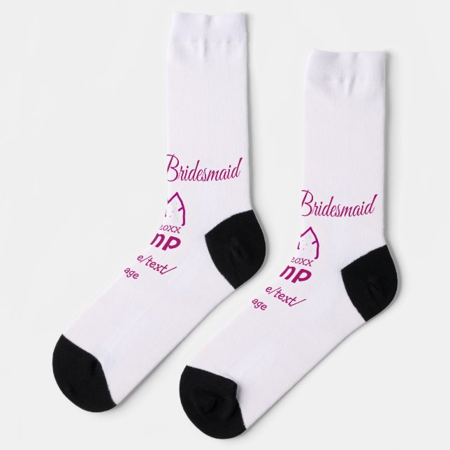 Pink camp bridesmaid add name date year bacheloret socks (Left)