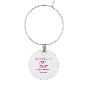 Pink camp bridesmaid add name date year bacheloret wine charm