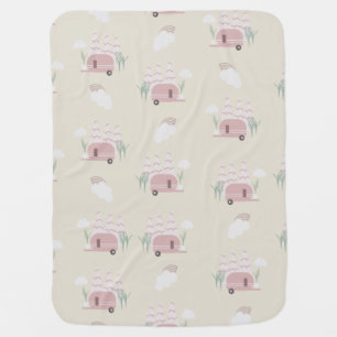 Pink Camper Earthy Pattern Baby Blanket