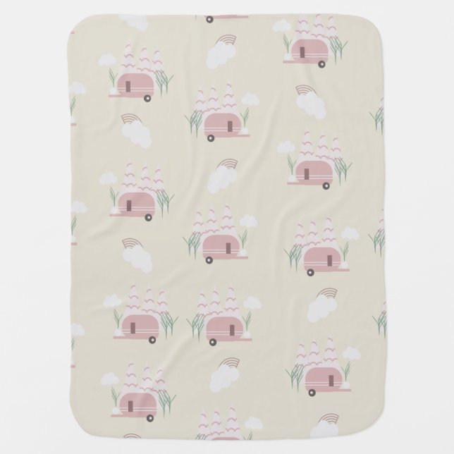 Pink Camper Earthy Pattern   Baby Blanket (Front)