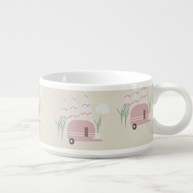 Pink Camper Earthy Pattern  Bowl (Left)