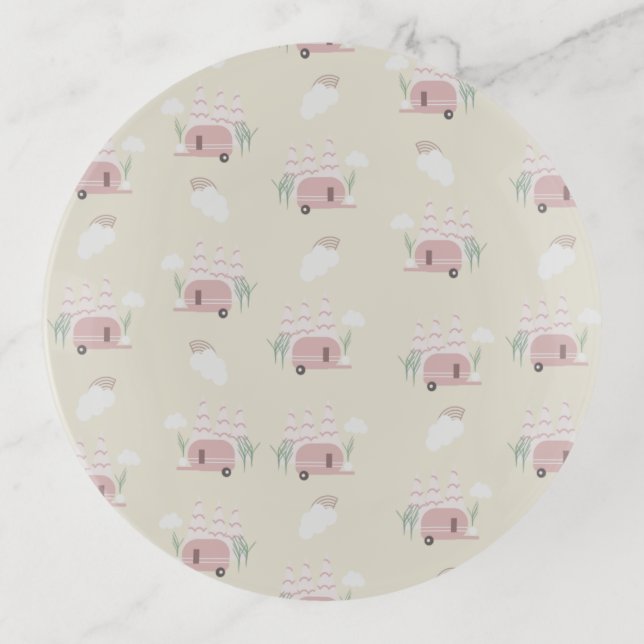 Pink Camper Earthy Pattern Trinket Tray (Front)