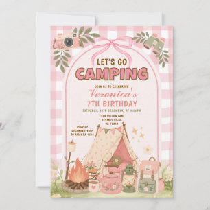 Pink Camping Birthday Girl Glamping Invitation