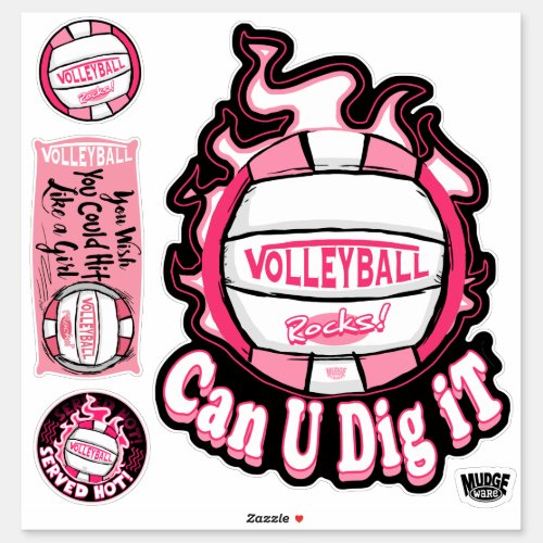 Pink Can You Dig It Volleyball Sticker