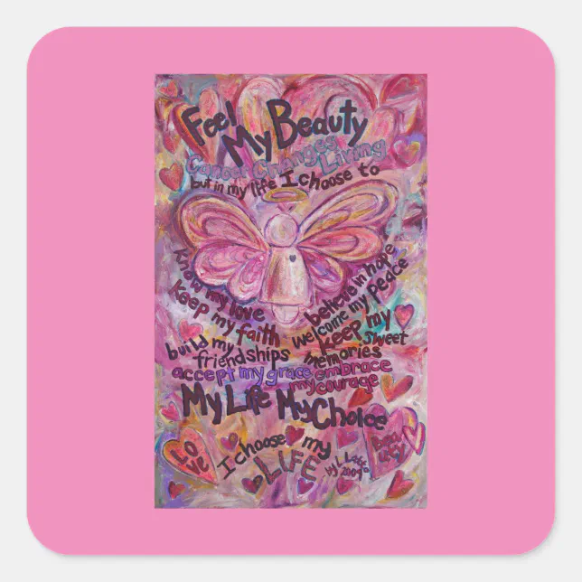 Puppet Cancer Angel Pink Cancer Angel Poem Custom Art Decal Sticker | Zazzle