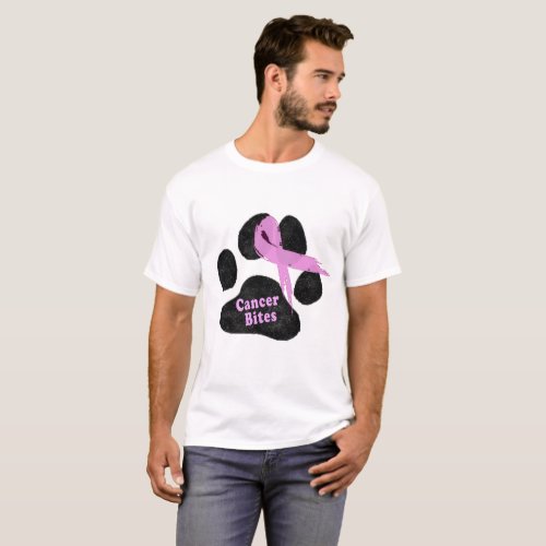 Pink Cancer Ribbon  Breast Cancer  Dog Paw T_Shirt