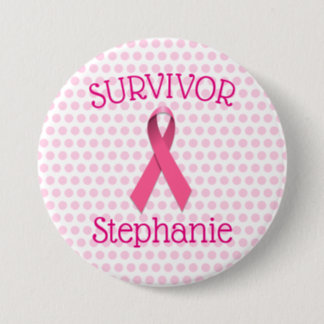 Pink Cancer Survivor Ribbon Button