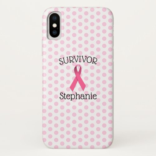 Pink Cancer Survivor Ribbon iPhone  iPad case