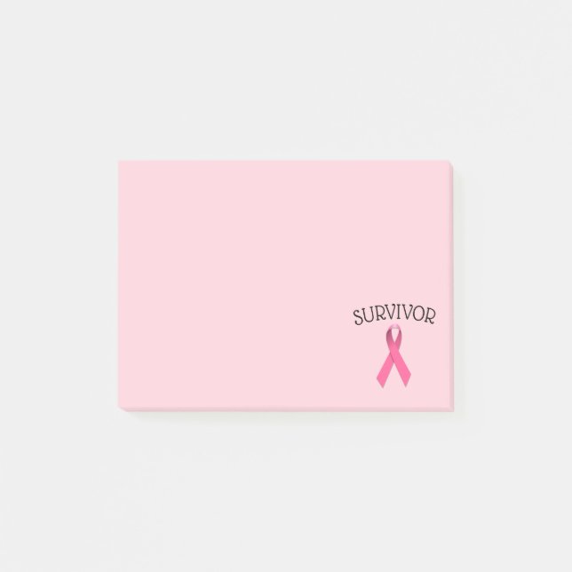 Pink Cancer Survivor Ribbon Post-It Notes (Front)