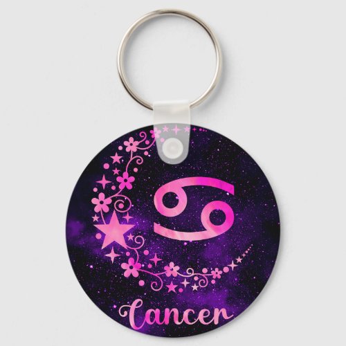 Pink Cancer Zodiac Keyring