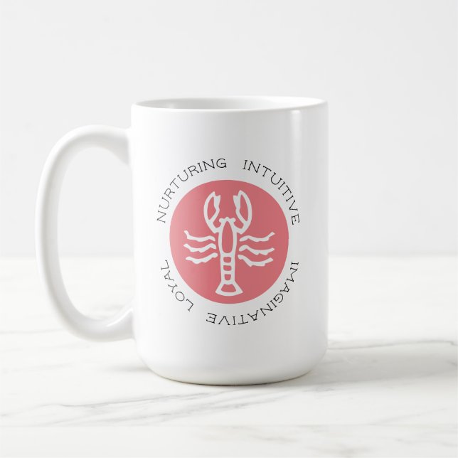 Pink Cancer Zodiac Star Sign Personality Trait Coffee Mug (Left)
