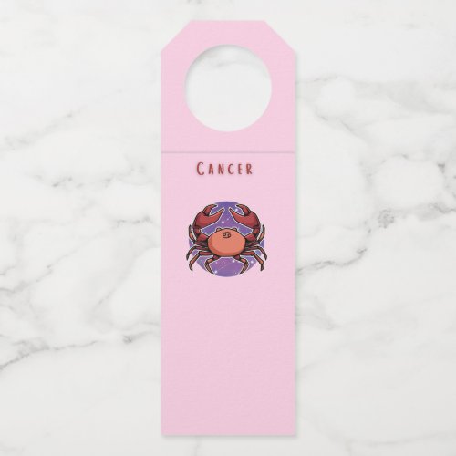 Pink Cancer, zodiac, star sign print Bottle Hanger Tag