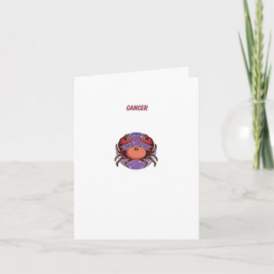 Pink Cancer, zodiac, star sign print Card