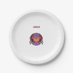 Pink Cancer, zodiac, star sign print Paper Plates