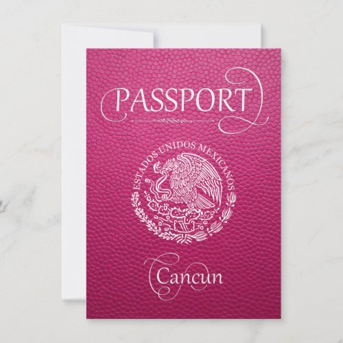Pink Cancun Passport Save the Date Card
