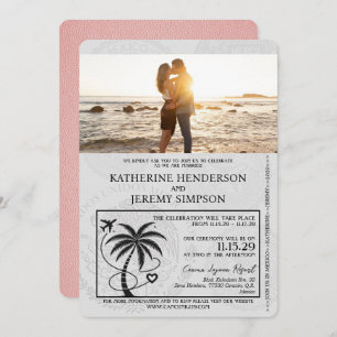 Pink Cancun Passport Wedding Invitation