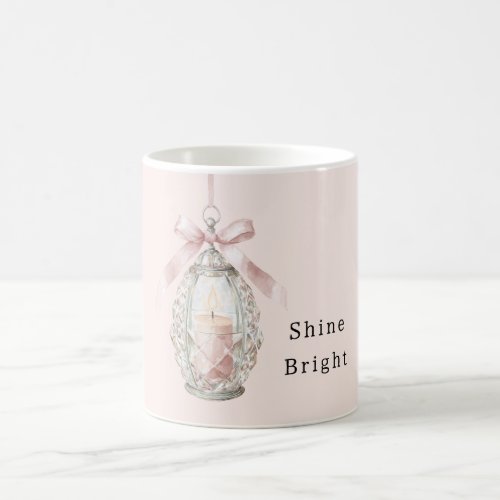 Pink Candle Bow Shine Bright Coffee Mug