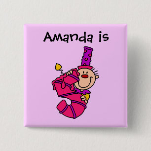 Pink Candle Clown 5th Birthday Button