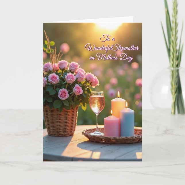 Pink Candle Mothers Day Card (Front)