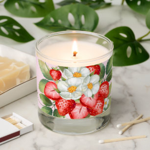 PINK CANDLE STRAWBERRY FLOWER DECOR PARTY GIFT