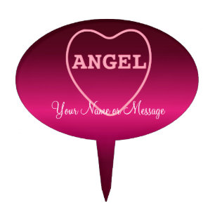 Pink Candy Angel Heart Valentine Design Cake Topper