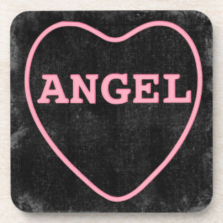 Pink Candy Angel Heart Valentine Design Coaster