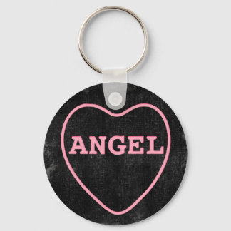 Pink Candy Angel Heart Valentine Design Keychain