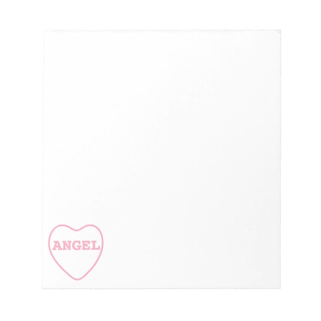 Pink Candy Angel Heart Valentine Design Notepad (Front)