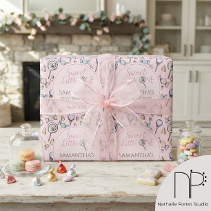 Pink Candy Baby Shower Sweet Little One Wrapping Paper