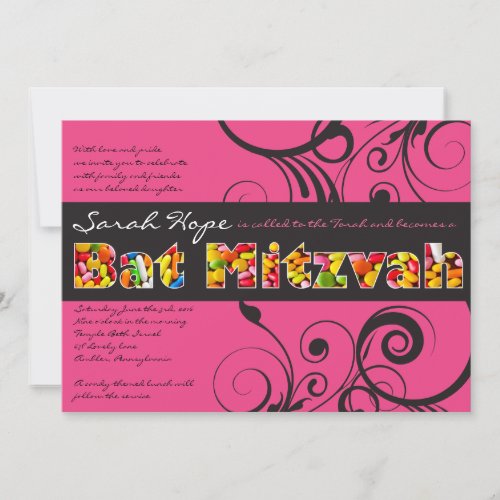 PINK CANDY Bat Mitzvah Invitation